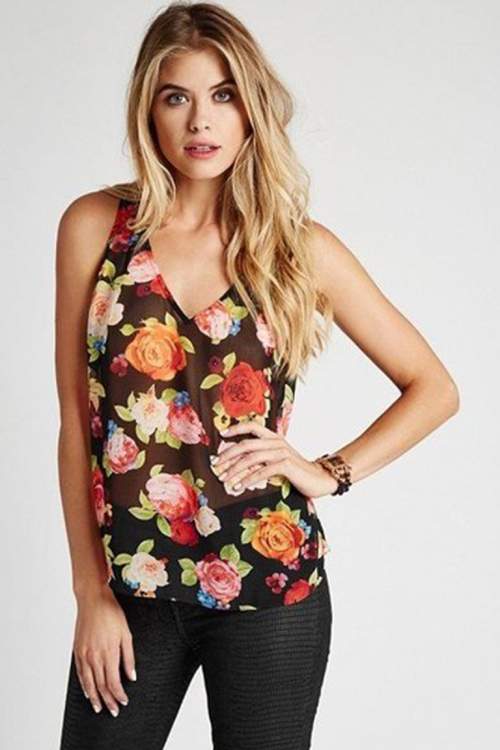 Guess top Strappy Back Rose - Print Velikost: XS