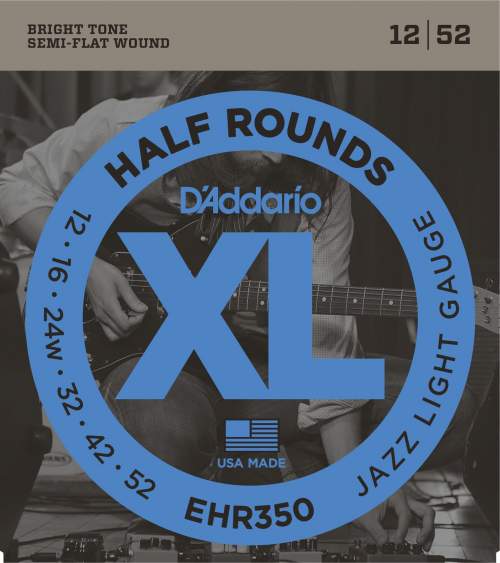 D'Addario EHR350 Half Rounds Jazz Light -  .012 - .052
