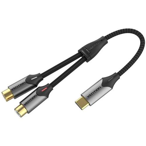 Vention USB-C Male to 2-Female RCA Cable 1.5M Gray Aluminum Alloy Type BGVHG