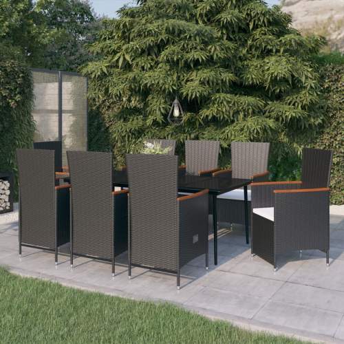 zahrada-XL 9dílný zahradní jídelní set s poduškami černý
