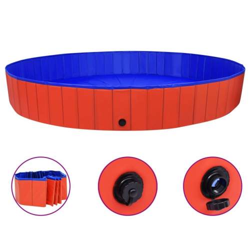 Emaga Skládací bazén pro psy červený 300 x 40 cm PVC