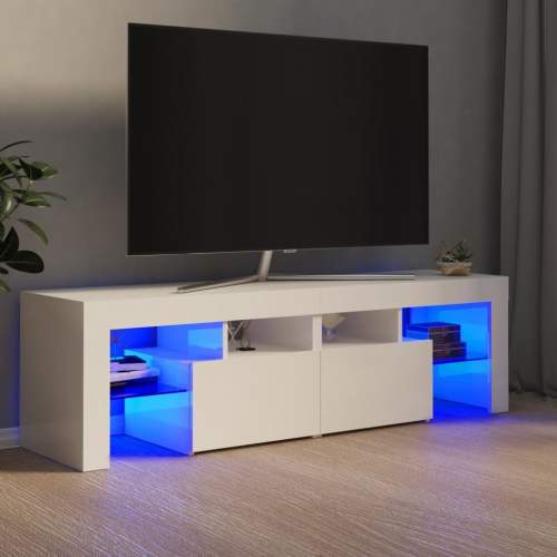 HD TV skříňka s LED osvětlením bílá vysoký lesk 140 x 36,5 x 40 cm