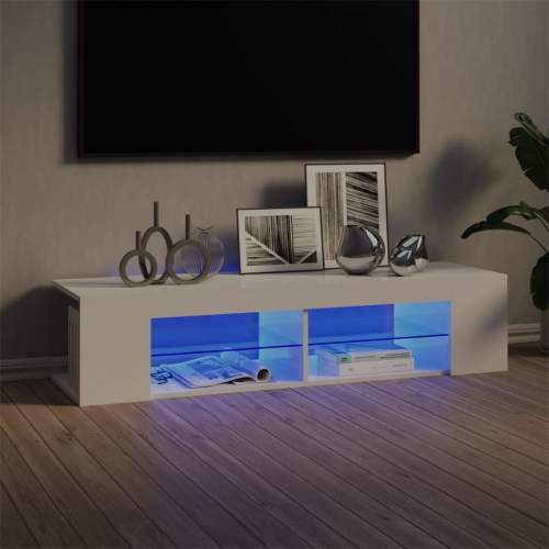 VIDA TV skříňka s LED osvětlením bílá s vysokým leskem 135x39x30 cm