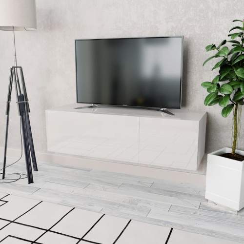 TV stolek dřevotříska, 120x40x34 cm, vysoký lesk, bílý