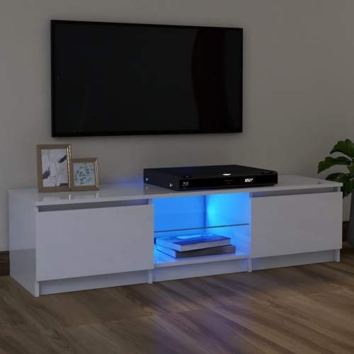 Emaga TV skříňka s LED osvětlením bílá s vysokým leskem 120x30x35,5cm