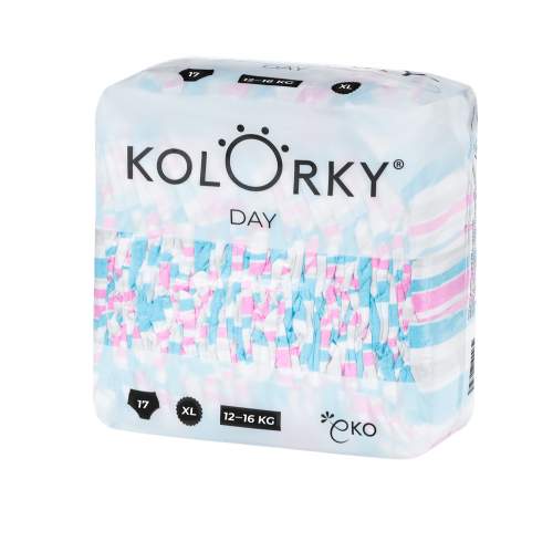 KOLORKY DAY - pruhy - XL (12-16 kg) - 17 ks - jednorázové eko plenky