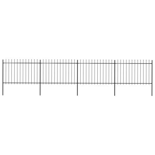 VIDA Zahradní plot s hroty ocelový 6,8 × 1,2 m černý