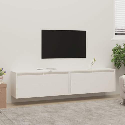 Shumee Nástěnné 2 ks bílé 80×30×35 cm masivní borové dřevo, 813458