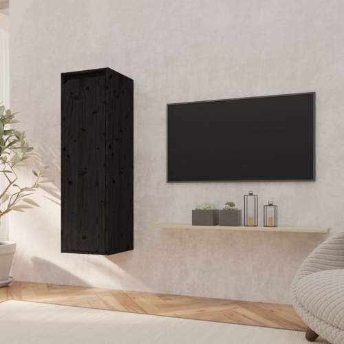 Emaga Nástěnná skříňka černá 30 x 30 x 100 cm masivní borové dřevo