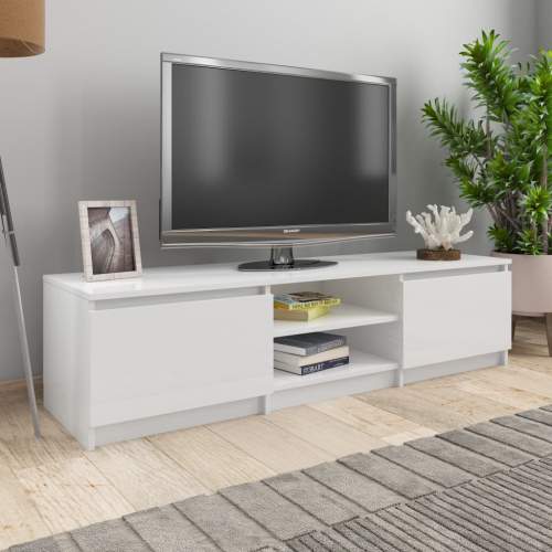 TV stolek bílý s vysokým leskem 140x40x35,5 cm dřevotříska