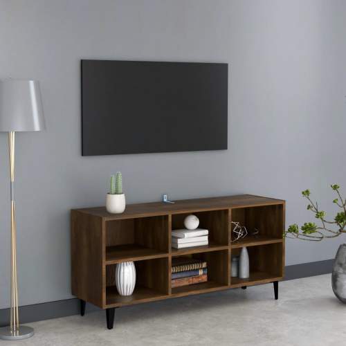 TV stolek s kovovými nohami hnědý dub 103,5 x 30 x 50 cm