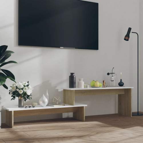 HD TV stolek dub sonoma a bílý 180 x 30 x 43 cm dřevotříska