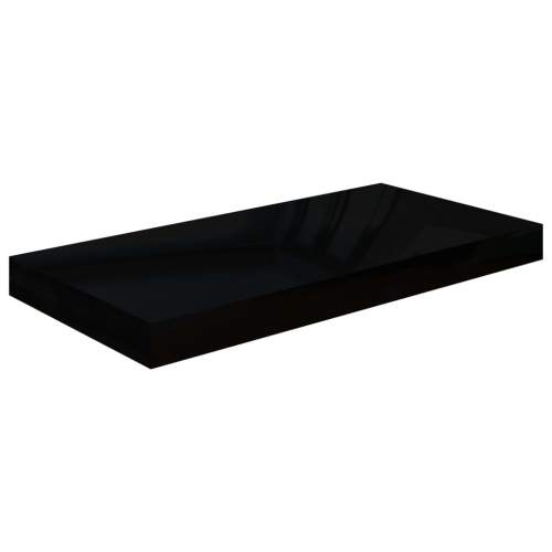 shumee Plovoucí nástěnná černá vysoký lesk 50 x 23 x 3,8 cm MDF