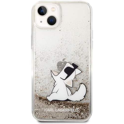 Karl Lagerfeld Liquid Glitter Choupette Eat pro iPhone 14 Plus Gold KLHCP14MGCFD