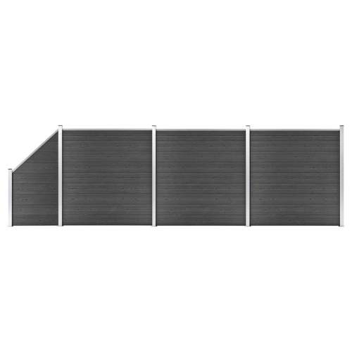 Set plotového dílce WPC 619 × (105–186) cm černý