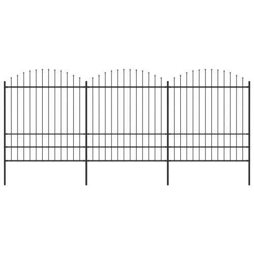 Zahradní plot s hroty ocel (1,75–2) × 5,1 m černý