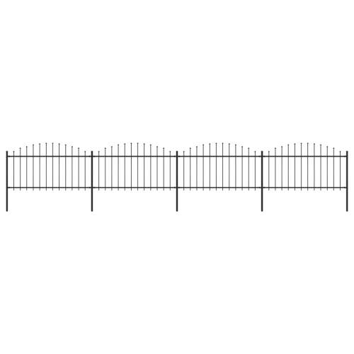 Zahradní plot s hroty ocel (1,25–1,5) × 6,8 m černý