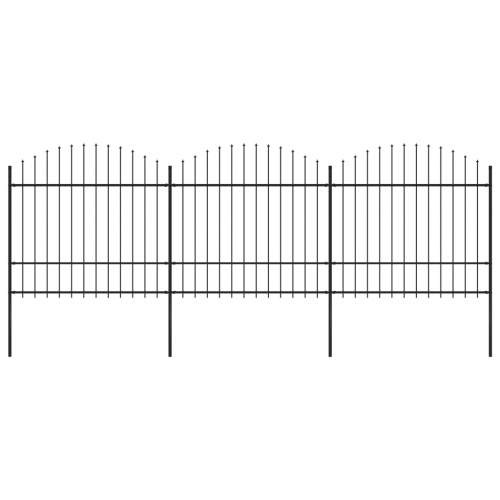 Zahradní plot s hroty ocel (1,5–1,75) × 5,1 m černý