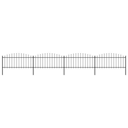 Emaga Zahradní plot s hroty ocel (0,5-0,75) x 6,8 m černý
