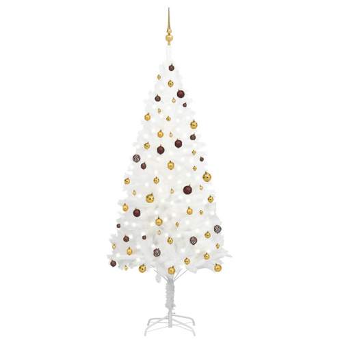 shumee Umělý vánoční stromek s LED diodami a sadou koulí bílý 240 cm