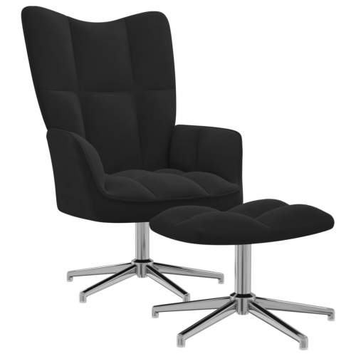 vidaXL Relaxační se stoličkou černé samet