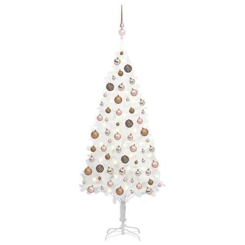 VIDA Umělý vánoční stromek s LED diodami a sadou koulí bílý 180 cm