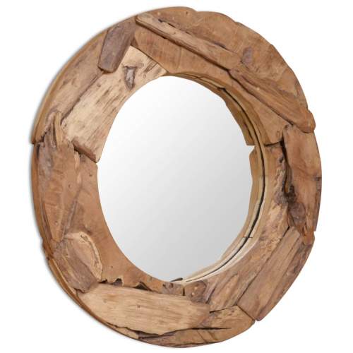 VIDA Dekorativní zrcadlo kulaté teak 80 cm