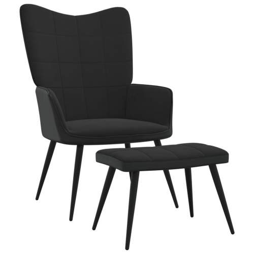 SHUMEE Relaxační se stoličkou černé samet a PVC, 327826