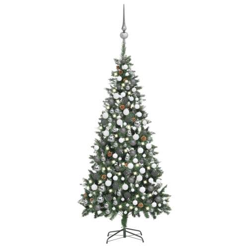 SHUMEE Umělý vánoční stromek s LED sadou koulí a šiškami 210 cm