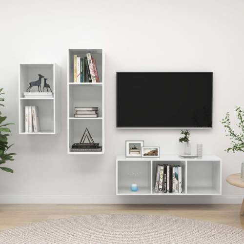 VIDA 3dílný set TV skříněk bílý s vysokým leskem