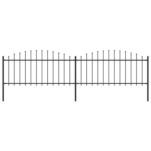 vidaXL Zahradní plot s hroty ocel (0,5–0,75) × 3,4 m černý