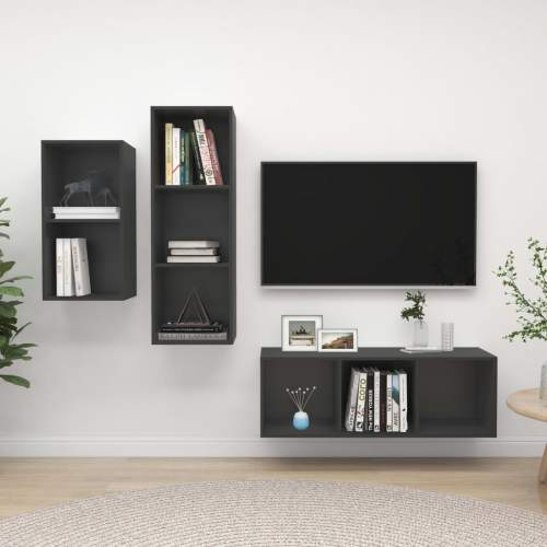 VIDA 3dílný set TV skříněk šedý