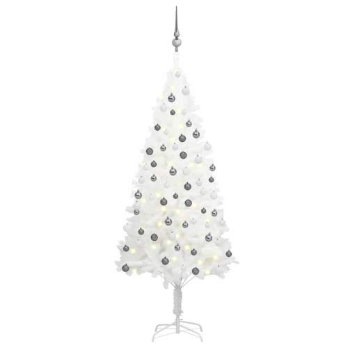 SHUMEE Umělý vánoční stromek s LED diodami a sadou koulí bílý 150 cm