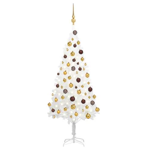 SHUMEE Umělý vánoční stromek s LED diodami a sadou koulí bílý 120 cm