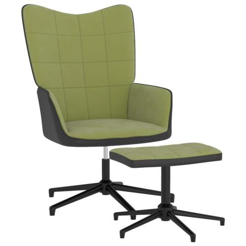 vidaXL Relaxační se stoličkou světle zelené samet a PVC