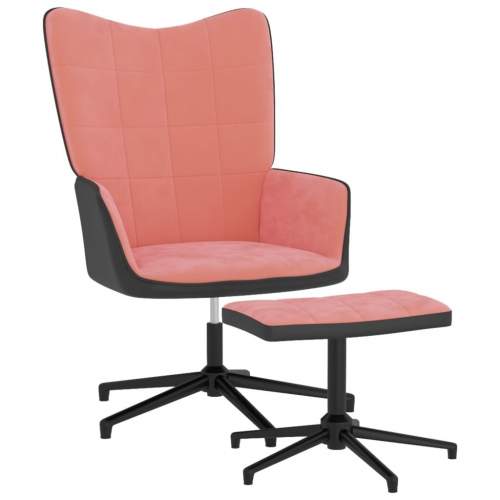 vidaXL Relaxační se stoličkou růžové samet a PVC