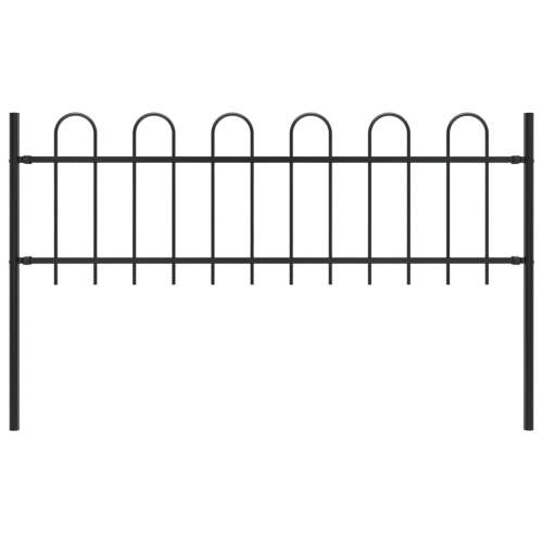 Zahradní plot s obloučky ocelový 1,7 × 0,6 m černý