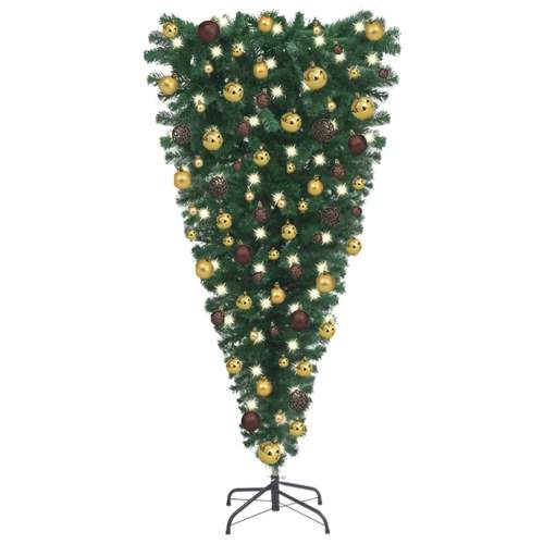 Shumee Obrácený umělý vánoční stromek s LED diodami sada koulí 150 cm
