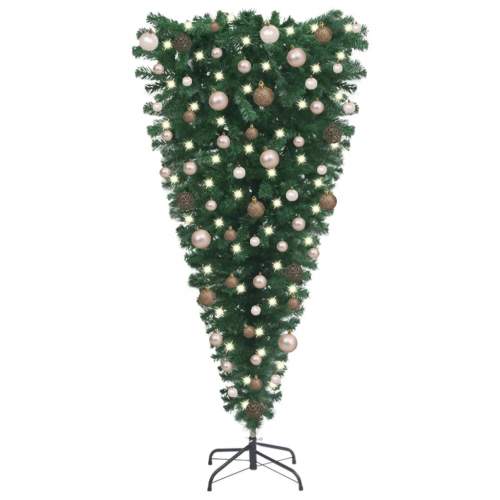 Obrácený umělý vánoční stromek s LED diodami sada koulí 150 cm