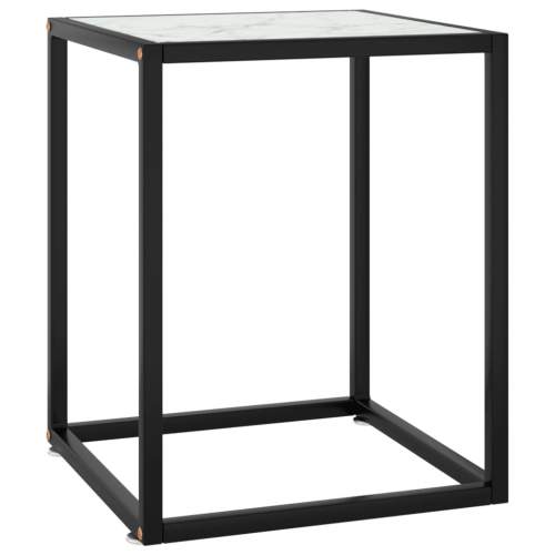 Shumee Konferenční stolek černý s bílým mramorovým sklem 40x40x50 cm