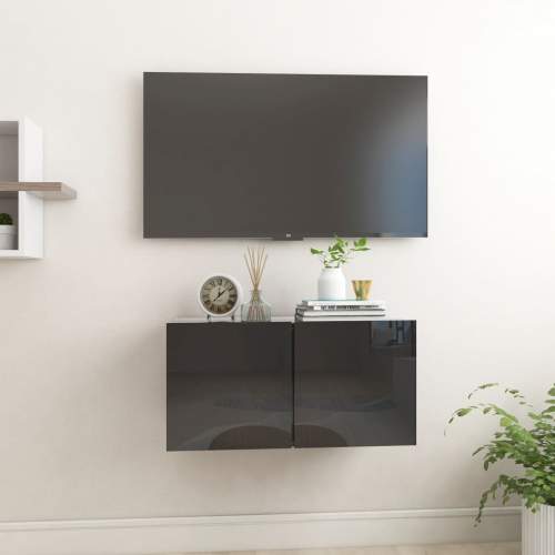 HD Závěsná TV skříňka černá s vysokým leskem 60 x 30 x 30 cm