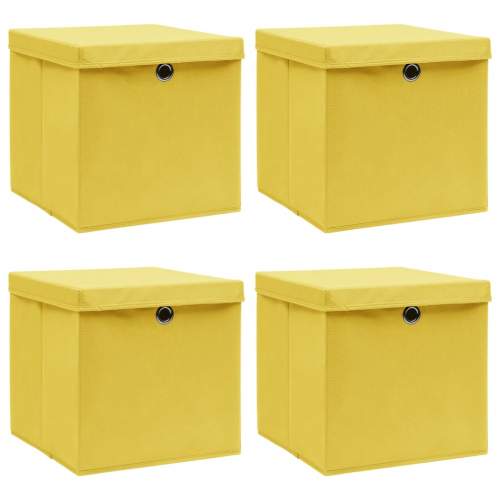 HD Úložné boxy s víky 4 ks žluté 32 x 32 x 32 cm textil