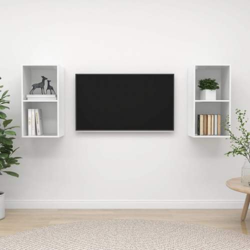 zahrada-XL Nástěnné TV skříňky 2 ks bílé vysoký lesk dřevotříska