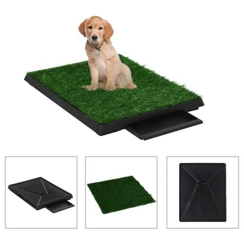 Shumee Toaleta pro psy s nádobou a umělou trávou zelená 63 × 50 × 7 cm