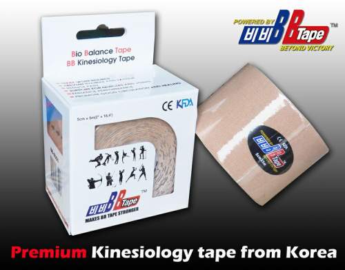 Kineziologický tejp BB Tape - 5 m x 5 cm Barva: béžová