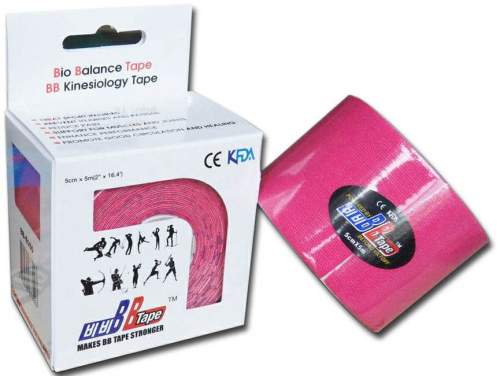 Kineziologický tejp BB Tape - 5 m x 5 cm Barva: růžová