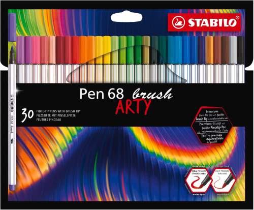 STABILO Pen 68 brush s flexibilním štětcovým hrotem, pouzdro 30 barev