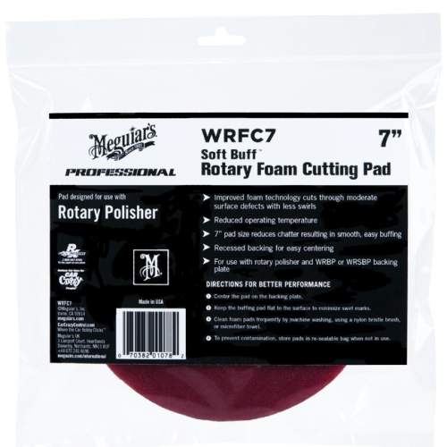 Meguiar's Soft Buff Rotary Foam Cutting Disc 7" / 175 mm - korekční kotouč pro rotační leštičku (tvrdý), 7palcový Meguiar's WRFC7
