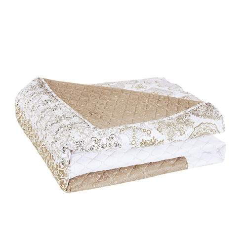 Oboustranný přehoz na postel DecoKing Alhambra béžový/bílý, velikost 170x270