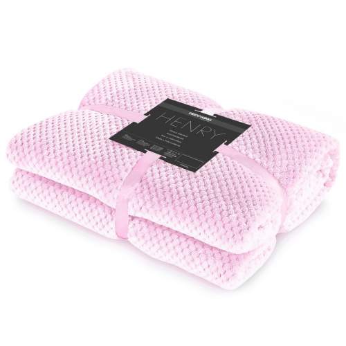 Pudrově růžová deka z mikrovlákna DecoKing Henry, 70 x 150 cm